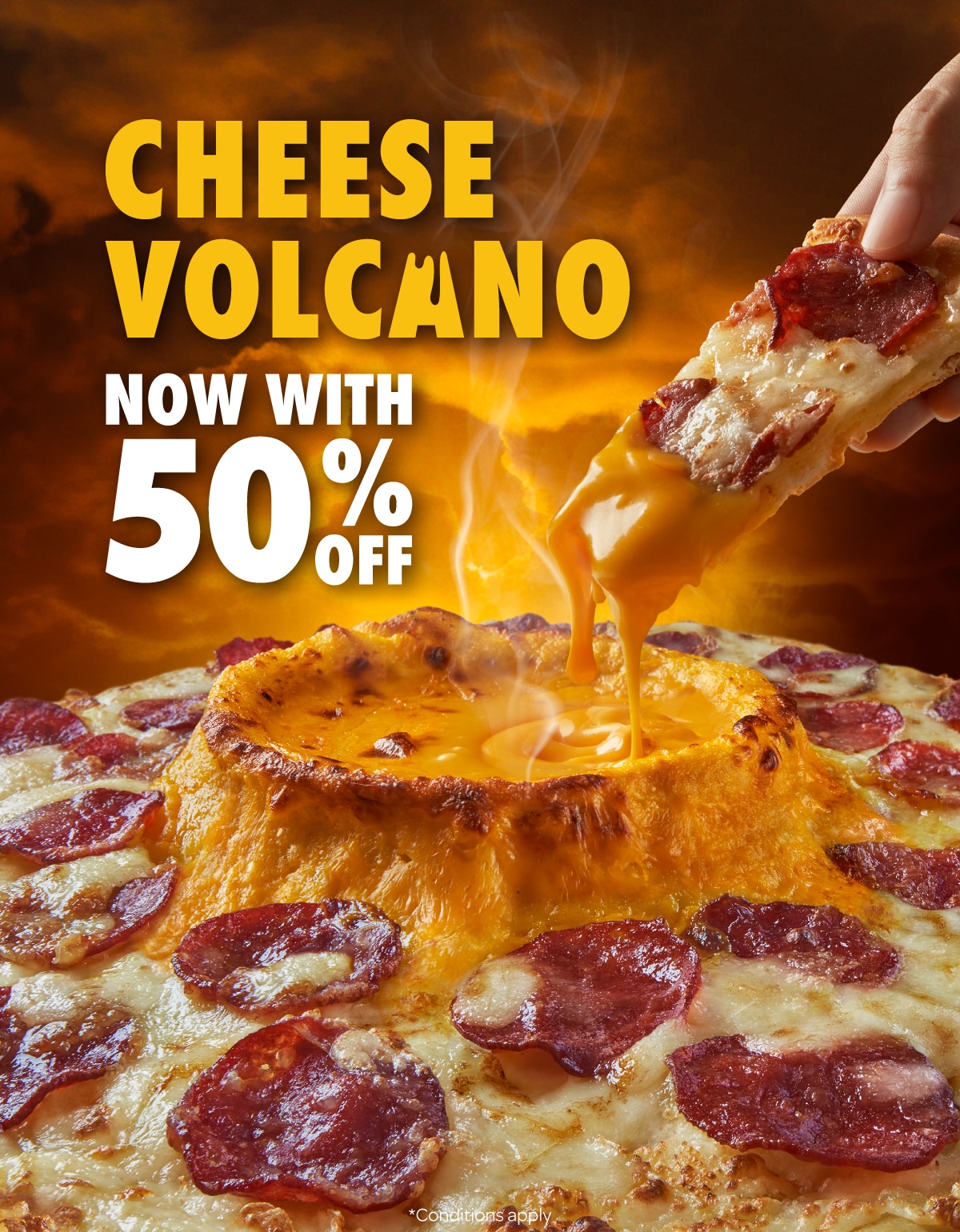 Cheese Volcano Pizzas 50% OFF